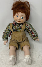 Load image into Gallery viewer, Brown Hair Blue Eyes Printed Shirt Corduroy Overalls Porcelain Doll Collection
