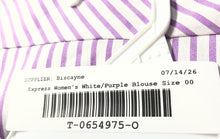 Load image into Gallery viewer, Express Womens White Purple Striped Cowl Neck Side-Zip Blouse Top Size 00
