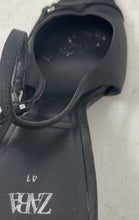 Load image into Gallery viewer, Zara Womens Black Leather Buckle Pointed Toe Slingback Heels Size EUR 41
