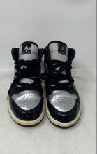 Load image into Gallery viewer, Nike Boys Air Jordan 1 Mid SE Black Gray Leather Sneakers Shoes Size 2Y
