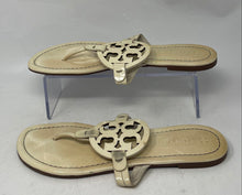 Load image into Gallery viewer, Authentic Tory Burch Womens Miller Cream Leather Thong Sandals Size 9.5M Stained
