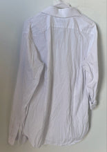 Load image into Gallery viewer, Express Mens White Gray Printed Cotton Fitted Dress Shirt Size L 16-16.5
