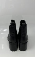 Load image into Gallery viewer, Zara Womens Black Leather Round Toe Block Heel Pull-On Ankle Boots Size EUR 38
