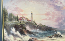 Load image into Gallery viewer, Thomas Kinkade Clearing Storms Accent Lighthouse Gold Frame Psalm Art Painting
