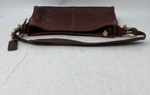 Load image into Gallery viewer, Liz Claiborne Womens Brown Leather Logo Charm Inner Zipped Pockets Shoulder Bag
