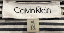 Load image into Gallery viewer, Calvin Klein Womens Black &amp; White Striped Print Full-Zip Blouse Top Size XL
