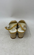 Load image into Gallery viewer, Bruno Magli Womens Beige Yellow Peep Toe Wedge Heel Slingback Sandals Size 9
