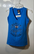 Load image into Gallery viewer, Harley-Davidson Womens Blue Cotton Sleeveless V-Neck Pullover Tank Top Size M
