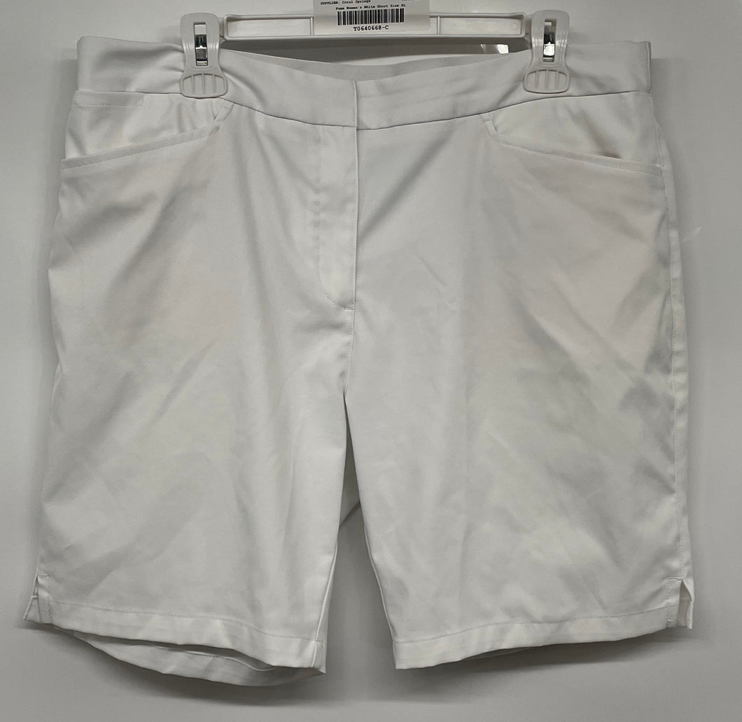 Puma Womens White Flat Front Stretch Pockets Golf Chino Shorts Size XL