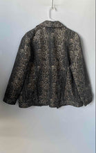Load image into Gallery viewer, Chico's Womens Black Beige Metallic Snake Print Motorcycle Jacket No Size
