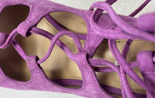 Load image into Gallery viewer, Coach Womens Kira Purple Suede Lace-Up Stiletto Heel Strappy Sandals Size 5B
