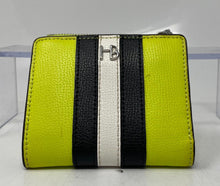 Load image into Gallery viewer, Authentic Henri Bendel Womens Green Black Leather Bifold Wallet Worn Stained
