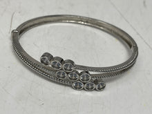 Load image into Gallery viewer, Women's Silver Tone Hinged Cuff Bracelet with Crystal Accent's (NCL)
