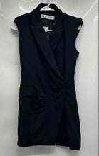 Load image into Gallery viewer, Zara Womens Black Sleeveless Notch Lapel Wrap Blazer Dress Size XS

