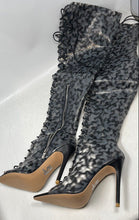 Load image into Gallery viewer, Shane Justin Womens Black And White Summer Knee-High Boots Size 37 With Bag
