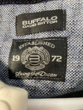 Load image into Gallery viewer, Buffalo David Bitton Mens Navy Blue Geometric Print Short Sleeve Polo Shirt Sz L
