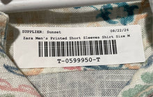 Load image into Gallery viewer, Zara Mens Multicolor Printed Short Sleeve Collared Button-Up Shirt Size Medium
