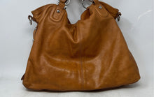 Load image into Gallery viewer, Valentina Womens Brown Leather Inner Pockets Double Handle Hobo Bag
