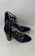 Load image into Gallery viewer, New York &amp; Company Womens Blue Brown Back Zip Block Strappy Heels Size 9
