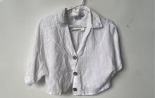 Load image into Gallery viewer, Zara Womens White Short Sleeve Collared Button Front Cropped Top Size Medium
