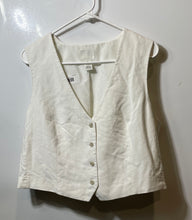 Load image into Gallery viewer, H&amp;M Womens White V-Neck Collarless Sleeveless Button Front Suit Vest Size Large
