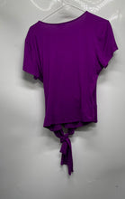 Load image into Gallery viewer, Vince Camuto Womens Purple Flutter Sleeve Crossover Tie Front Blouse Top Size M
