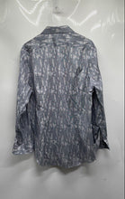 Load image into Gallery viewer, DKNY Mens Gray Printed Long Sleeve Collared Dress Shirt Size 16.5 32/33
