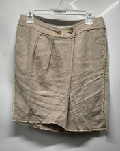 Load image into Gallery viewer, Michael Kors Womens Khaki Linen Flat Front Regular Fit Raw Hem Mini Skirt Size 4
