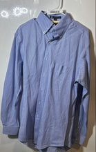 Load image into Gallery viewer, Tommy Hilfiger Mens Blue Printed Long Sleeve Collared Dress Shirt Sz L 16 34-35
