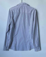 Load image into Gallery viewer, H&amp;M Mens Blue White Striped Print Slim-Fit Collared Button-Up Shirt Size L
