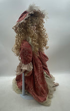 Load image into Gallery viewer, Victorian Curly Blonde Hair Porcelain Doll Collection With Display Stand
