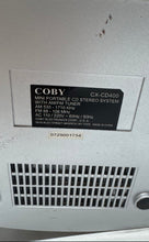 Load image into Gallery viewer, Coby CX-CD400 Silver Portable Stereo System With Removable Speakers Not Tested
