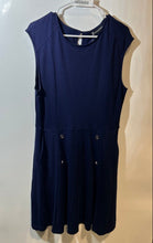 Load image into Gallery viewer, New York &amp; Company Womens Blue Sleeveless Round Neck Fit &amp; Flare Dress Size LT
