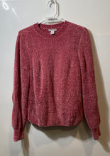 Load image into Gallery viewer, H&amp;M Womens Pink Ribbed Chenille Knit Long Sleeve Pullover Sweater Size Small
