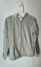 Load image into Gallery viewer, Guess Womens Gray Glitter Logo Taping Long Sleeve Full-Zip Hoodie Size Small
