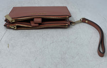 Load image into Gallery viewer, Michael Kors Womens Adele Pink Pebbled Leather Double Zip Phone Wristlet Wallet
