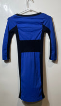 Load image into Gallery viewer, Bebe Womens Blue Black 3/4 Sleeve Scoop Neck Short Bodycon Dress Size P/S
