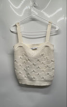 Load image into Gallery viewer, Zara Womens White Sleeveless Sweetheart Neck Knitted Cropped Tank Top Size L
