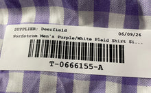 Load image into Gallery viewer, Nordstrom Mens Purple White Plaid Trim Fit Long Sleeve Dress Shirt Size 17.5
