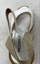 Load image into Gallery viewer, Piccadilly Cloud Womens White Brown Leather Wedge Heel Espadrille Sandals Size 6
