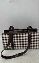 Load image into Gallery viewer, Betsey Johnson Womens Brown White Checkered Inner Pockets Zipper Shoulder Bag
