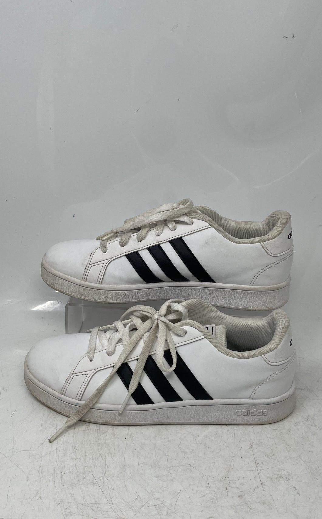 Adidas Kids Grand Court EF0103 White Black Low Top Lace-Up Sneaker Shoes Size 5