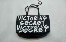 Load image into Gallery viewer, Victoria's Secret Womens Wicked Black White Heart Charm Double Strap Tote Bag
