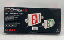 Load image into Gallery viewer, RAB ECOMBO34 Red Green LED Exit &amp; Emergency Sign Open Box Not Tested
