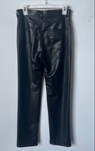 Load image into Gallery viewer, Zara Womens Black Faux Leather Flat Front Straight Leg Trouser Pants Size S

