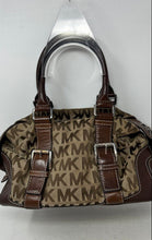 Load image into Gallery viewer, Michael Kors Womens Brown Monogram Double Handle Zipper Satchel Handbag
