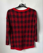 Load image into Gallery viewer, Express Womens Red Black Plaid Long Sleeve Crew Neck Pullover Sweater Size Small
