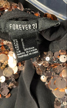 Load image into Gallery viewer, Forever 21 Womens Black Sequin Peter Pan Collar Keyhole Blouse Top Size S
