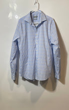 Load image into Gallery viewer, Michael Kors Mens Blue Plaid Print Slim-Fit Long Sleeve Dress Shirt Size L
