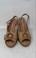 Load image into Gallery viewer, Piccadilly Womens Beige Peep Toe Wedge Heel Adjustable Strap Slingback Sandals 6
